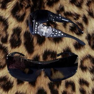 Y2K — Nine West Black Rhinestone Embellished Sunglasses